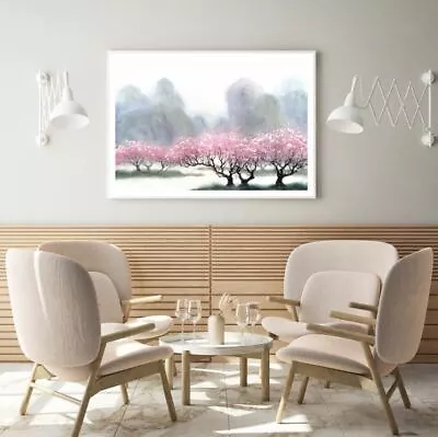 Pink Floral Trees Watercolor Art Print Premium Poster High Quality Choose Sizes • $24.07