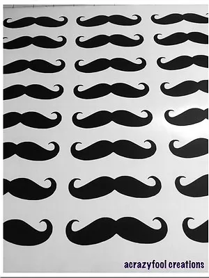 Set Of 25 Black Vinyl Mustache Decal Stickers -  Style 3 Inches Wide.  • $2.99