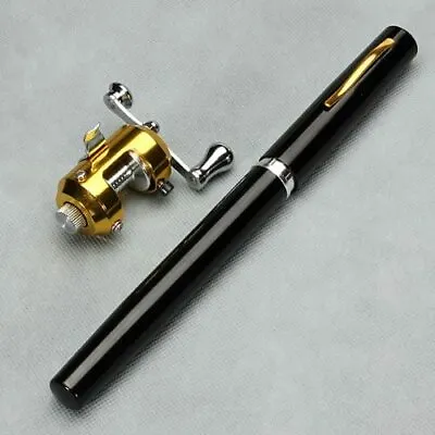 Mini Telescopic Pocket Pen Fishing Rod Portable Fly Reel Aluminum Alloy • $12.96
