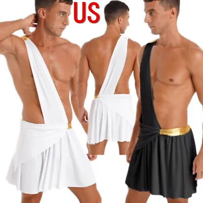 US Adult Men Greek God Costume White Roman Toga Halloween Cosplay Fancy Costume  • $9.29