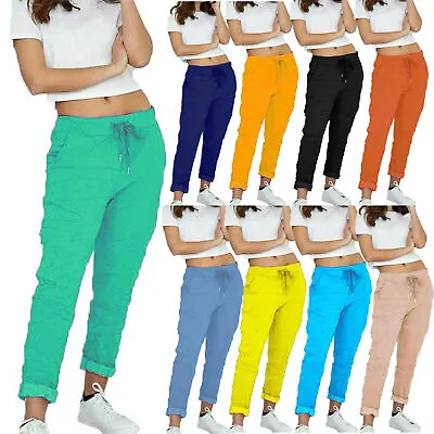 £13.99 • Buy Ladies Magic Italian Stretch Trousers Pants Lagenlook Comfy Women's Plain Jogger