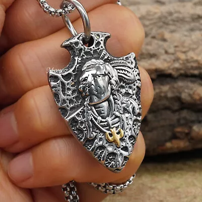 Mens Native American Indian Chief Gold Eagle Arrowhead Pendant Necklace Gift • $7.99