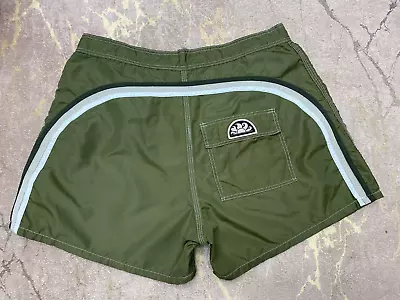 Rainbow Olive Green Sundek 34 Board Shorts Swim Trunks Bath Suit Size 34 M • $36.50