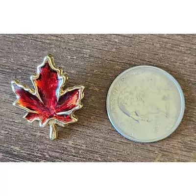 Gold Tone Maple Leaf Pin Red Enamel Fall Autumn 1 1/4  X 1  • $7.95