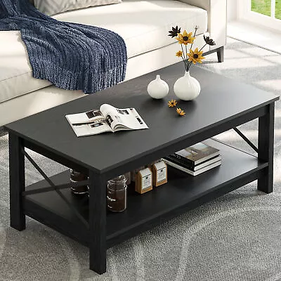 Black Coffee Table With Storage For Living Room Modern Cocktail Center Table • $68.98