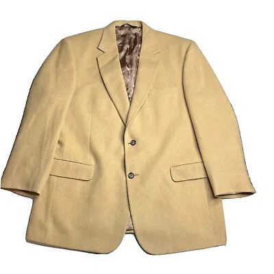 Vintage Jos A Bank 100% Camel Hair Tan Sport Coat Blazer Suit Jacket Mens 44 Reg • $48