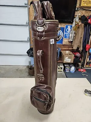 Ron Miller Pro Model 6-Way Golf Bag Vintage Faux Leather Burgundy W/ Rain Cover • $50