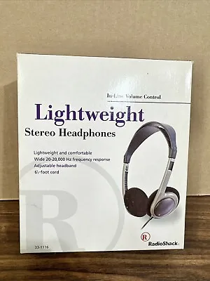 $39.99 • Buy NEW Radio Shack Lightweight Stereo Headphones 6.5' Cord In Line Volume Control