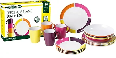 £15.99 • Buy #SALE# On ALL INC SET ! CAMPING PICNIC TABLEWARE Non Slip Melamine Brunner Flame