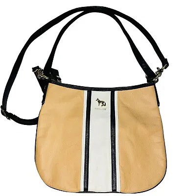 $32.99 • Buy Emma Fox Color Block Tri-Color Leather Satchel Shoulder Crossbody Bag Tan Black