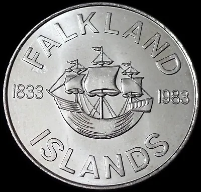 Falkland Islands 50 Pence 1983 Elizabeth II British Rule UNC Coin WCA 7833 • £12.99