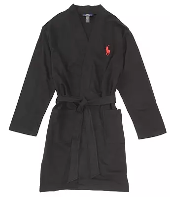 Polo Ralph Lauren S/M BLACK Long-Sleeve Shawl-Collar Brushed-Fleece Robe • $50