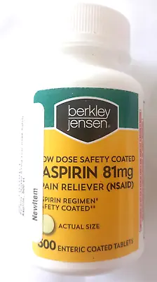 $11.98 • Buy Berkely Jensen Low Dose 81Mg Safety Coated Aspirin 500 Tablets Ex 11/23 