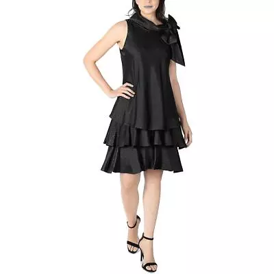 Robbie Bee Womens Embossed Tiered Mini Fit & Flare Dress Petites BHFO 8419 • $6.99