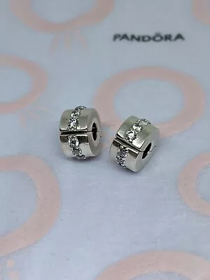 2x Pandora Pink Sparkling Row Clip Charm 791972PCZ. • £31.99