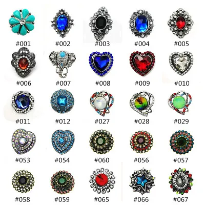 3D Crystal Chunk Charm Snap Button Fit 18mm Necklace/Bracelet Snap Jewelry • $0.99