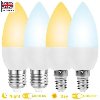 E14/E27 LED Night Light Bulbs Candelabra Dusk To Dawn Sensor Yard Lights Outdoor • £6.49
