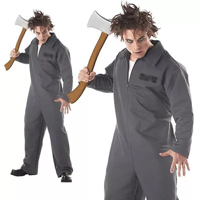 Halloween Horror Jumpsuit Mens Gray 1 Pc Zippered Front Multi Use Costume • $34.98