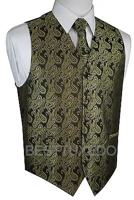 Men's Paisley Tuxedo Vest Tie And Hankie. Formal Dress Wedding Prom • $21.90