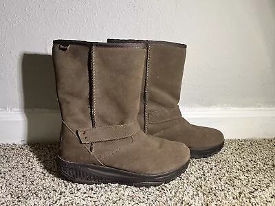 Skechers Shape Ups Boots Womens Size 7 Brown Suede Leather Faux Fur Lined Shoe • $39.99