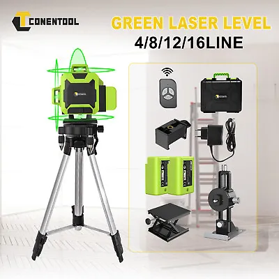 4D 16 Line Laser Level Self Leveling Green Cross Line Measure Tool + 2 Batteries • £17.49