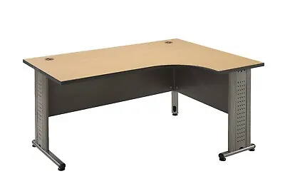 £209 • Buy Office Desk White Beech Steel Frame L-Shaped Left Right Handed 160cm X 120cm