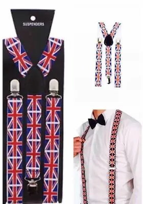 Unisex Mens Braces Union Jack Wide &Heavy Duty Adjustable Suspenders  • £4.99