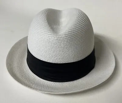 Vintage Men’s 7 1/8 Park Royal Hats White Black Milan Weave Fedora Fashion Hat • $29.99