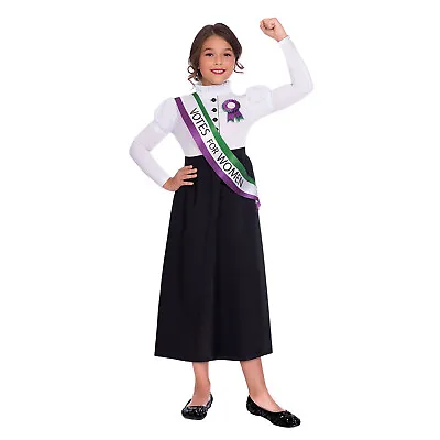 £10.99 • Buy Child Victorian Pankhurst Suffragette Girl Fancy Dress Costume Politics New
