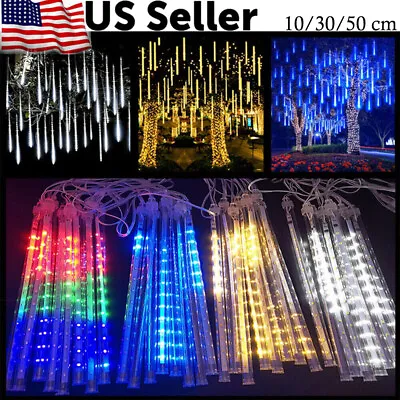 Rain Drop Lights50cm LED Meteor Shower Lights 8 Tubes Icicle Snow Falling Light • $11.59