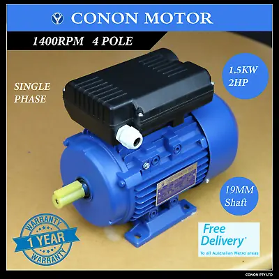 1.5kw 2HP 1400rpm 4 POLE 3/4  19mm Shaft Electric Motor Single Phase 240v CSCR • $248.69