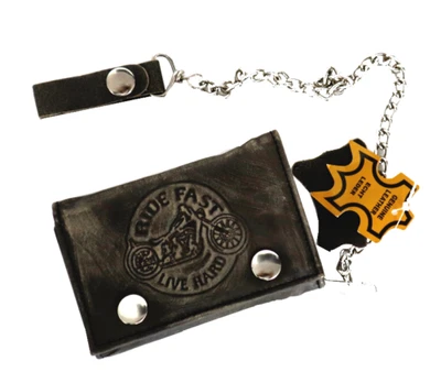 £15.45 • Buy Mens Real Genuine Biker Logo Motorcycle Chain Hardwearing Leather Wallet