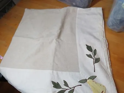Pottery Barn Cotton Linen Applique Lined Tablecloth Pear Leaves Dine Kitchen Vtg • $29.99