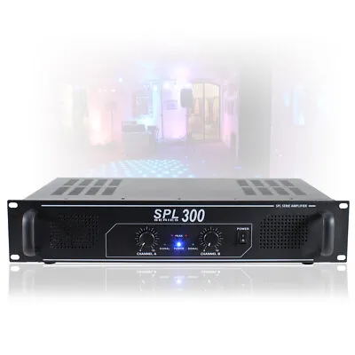 SPL 300W 2 Channel Power Amplifier DJ Party Disco PA Hi-Fi Amp 19  2U Rack Mount • £85