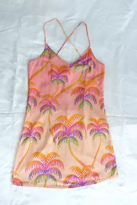 Tigerlily Womens Dress Size 12 Multicoloured Palms Tropical Mini Linen Blend • $26