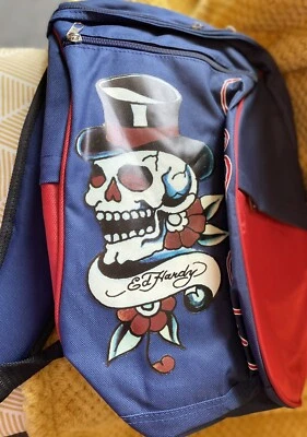 £11 • Buy Bnwt Ed Hardy Backpack Blue/red Skulls