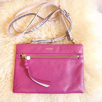 Mimco Crossbody Bag Hot Pink Soft Leather Small Snake Skin Strap • $26.10