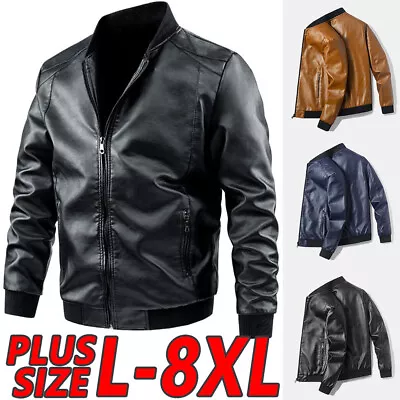 US Mens Vintage Cafe Racer Black Brown Leather Casual Slim Fit Real Biker Jacket • $35.99