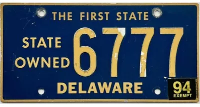 *99 CENT SALE*  1994 Delaware STATE OWNED License Plate #6777 RIVETED NUMBERS NR • $12.60