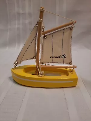 Used Bosun Boats By Reeves Yellow With White Sail And Blue Thread.  Vintage Boat • $10