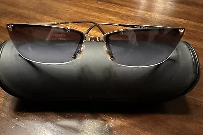 EMPORIO ARMANI 170-S 743 65mm Gold Half-Rim Sunglasses W/Case Italy Unisex Vtg • $50