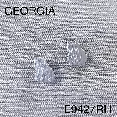 Matte Silver Finished Scratched Mini State Of Georgia Shape Stud Post Earrings • $8.39