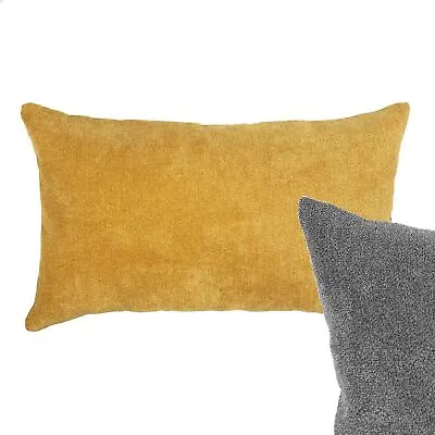 £4.99 • Buy Reversible Cushion Mustard Yellow Grey Oblong Pillow Case Sofa Cover 30 X 50cm