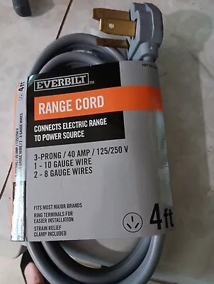 New In Pkg. Everbilt 4 Ft. 3-Prong 40 Amp Range Cord • $12.99