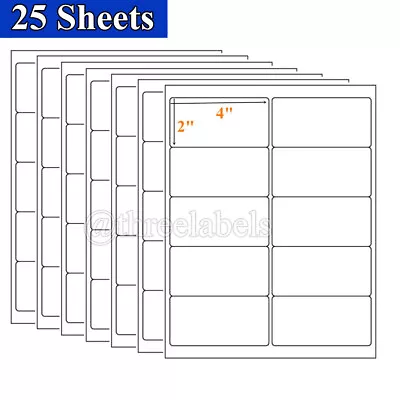 250 2  X 4  White Self Adhesive Mailing Postage Shipping Labels 10 Up (25 Sheet) • $8.98