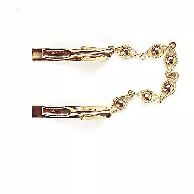 Vintage Men’s Tie Clip Gold Played With Chain Tie Clasp Patent No. Engraved • $14.97