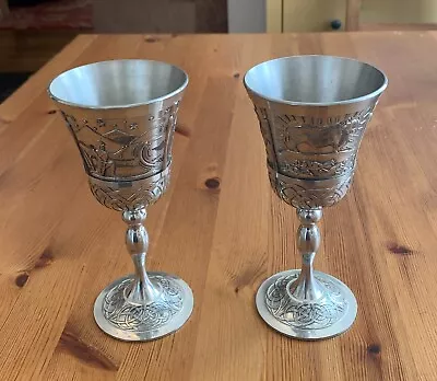 Mullingar Pewter Goblet Pair: Queen Maeve And King Lugh. Made In Ireland • $75