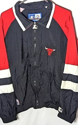 Vintage Chicago Bulls Jacket Starter Pullover Full Zip Button XXL Jordan NBA VTG • $79.95