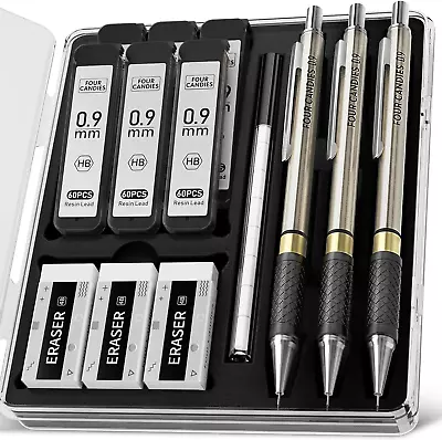 Metal Mechanical Pencil Set - 3PCS 0.9Mm Art Mechanical Pencils & 360PCS HB Lead • $15.97