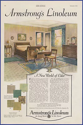 Vintage 1920 ARMSTRONG'S LINOLEUM Bedroom Flooring Décor Ephemera 20's Print Ad • $9.71